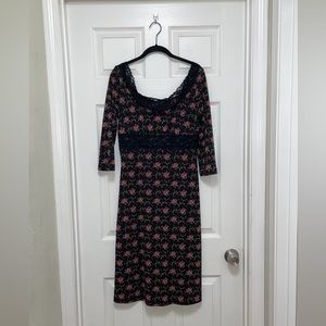 Vintage 90’s Betsey Johnson New York Floral Wiggle Midi Dress